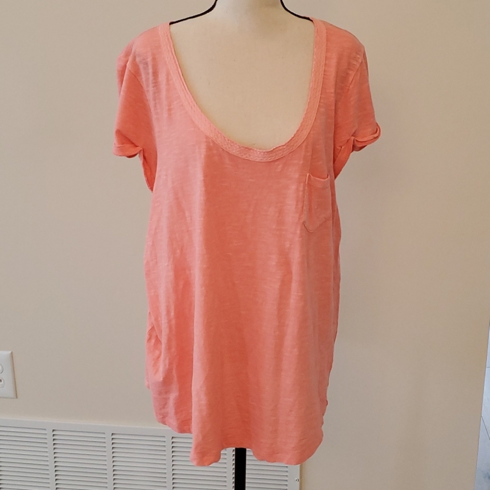 Neon Orange Slub Knit T-Shirt